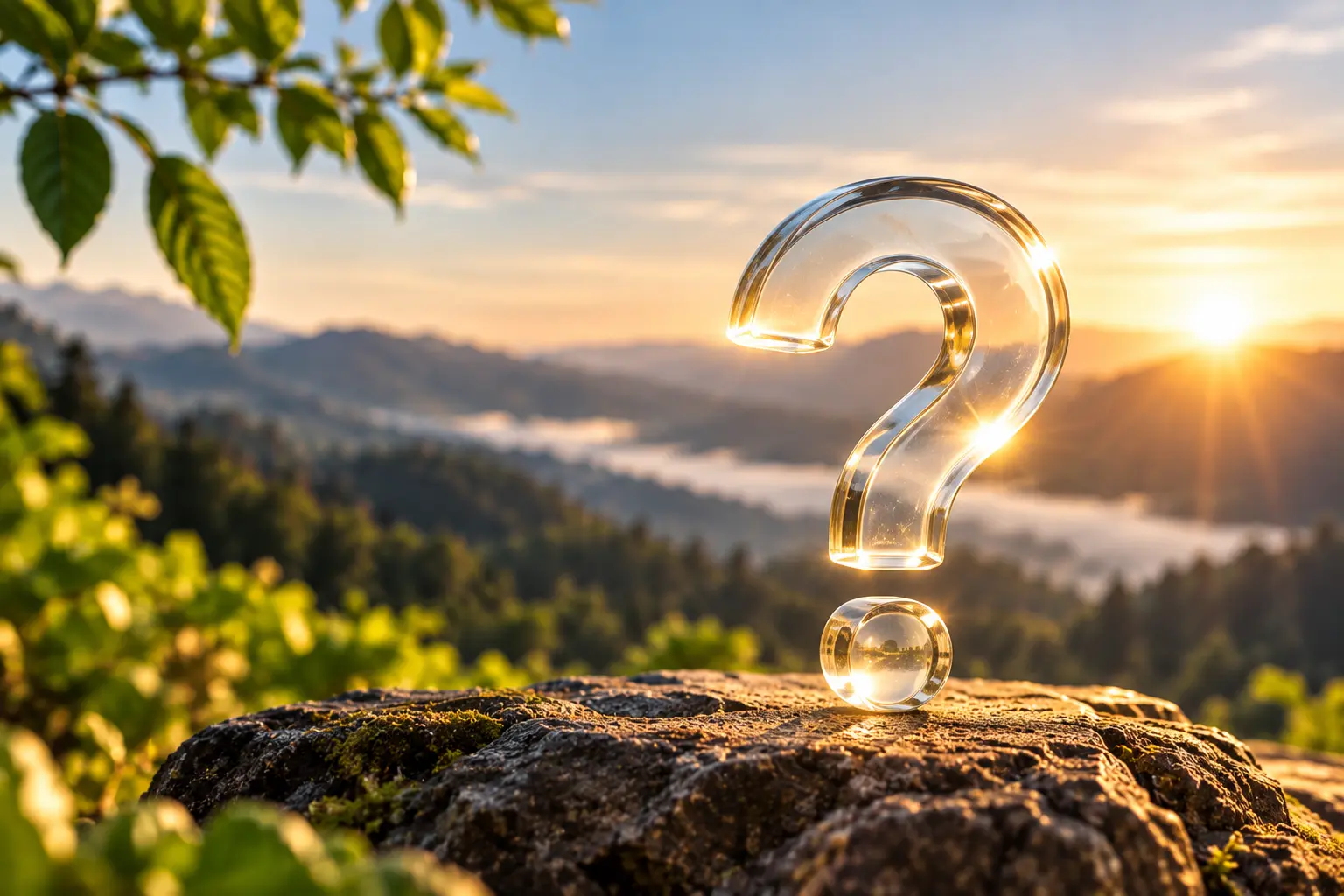 Glass question mark at sunset representing uncertainty about what compound may come next after 7-OH