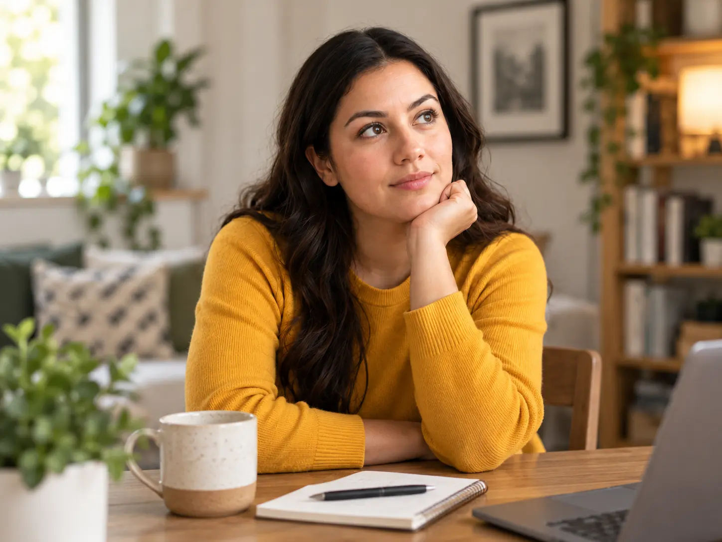 Medications for Alcohol Use Disorder — More Treatment Options Exist Woman in a gold sweater representing a patient considering treatment for alcohol use disorder.