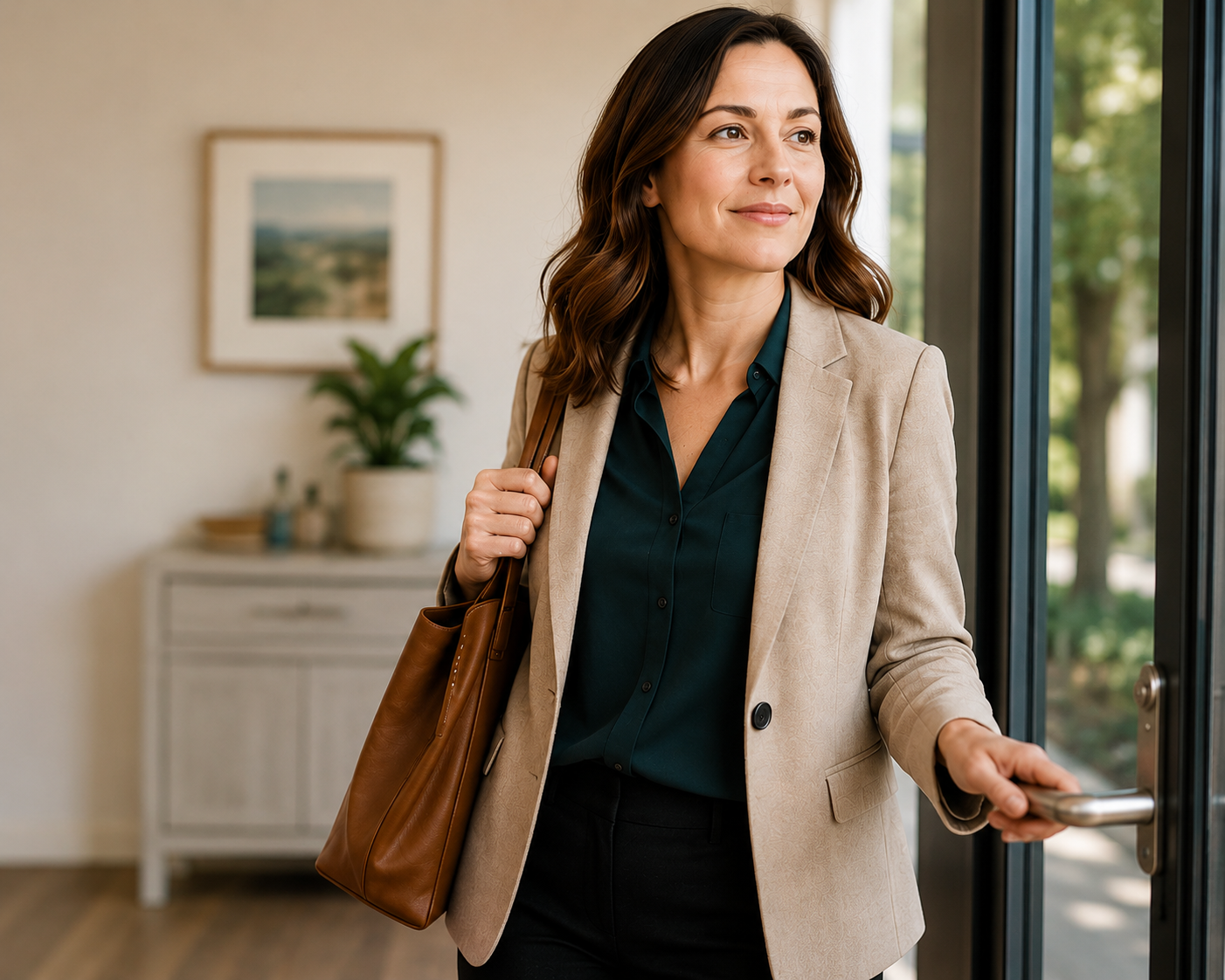 Woman continuing her daily life while receiving private treatment for alcohol use disorder
