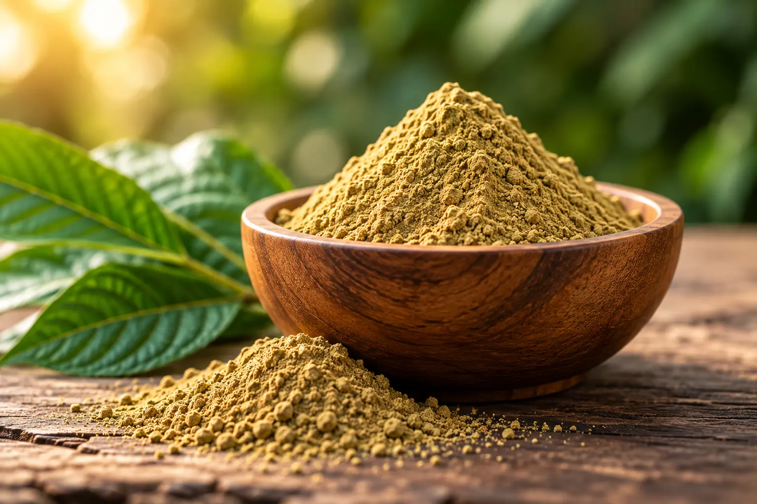 Bowl of concentrated kratom powder representing 7-OH and kratom extracts
