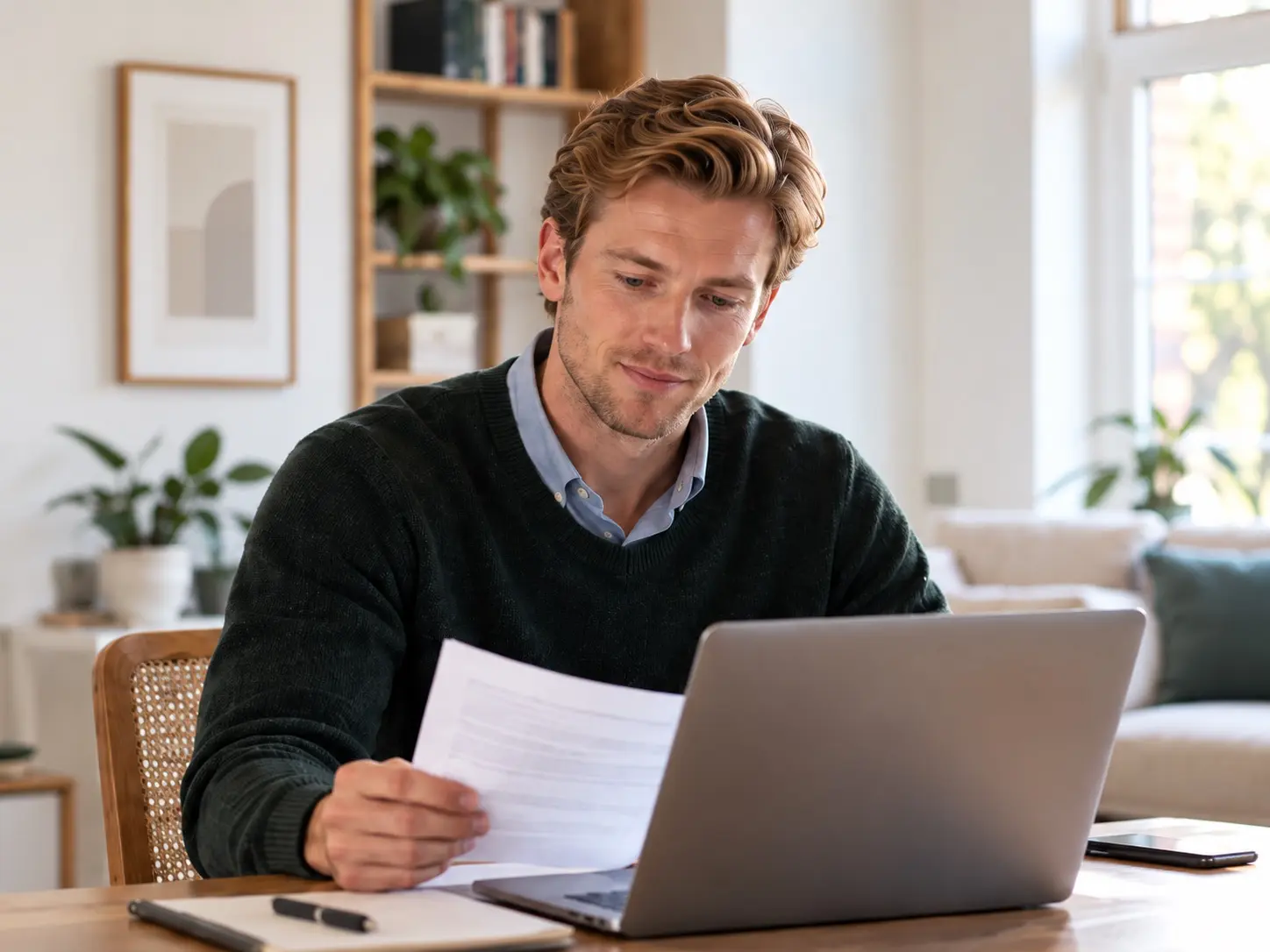 Professional man working at a laptop at home, representing private alcohol use disorder treatment that can fit work, family, and everyday life in Pennsylvania.